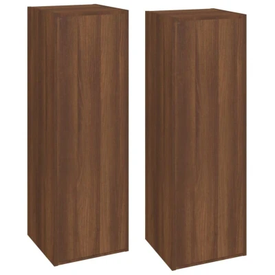 Image of vidaXL TV Cabinets 2 pcs Brown Oak 30.5x30x90 cm Engineered Wood
