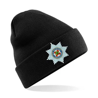 Image of PSave Irish Guards Insignia Mens Premium Embroidered Beanie Hat, Bob Hat British Army Military (Black)