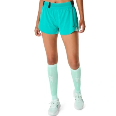 Image of Asics Metarun Split Short Sports shorts, Women&#039;s, Size: Large, Wave teal