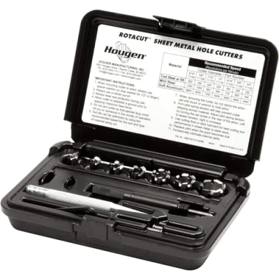 Image of Hougen 11075 RotaCut High Speed Steel Cutter Kit 5/16, 3/8&quot;, 7/16, 1/2&quot;, 9/16, 5/8, 3/4&quot;, 1/4&quot; Cutting Depth, Bright Finish, 3/8&quot; Shank