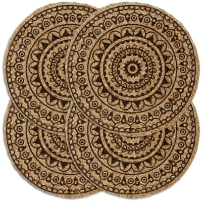 Image of vidaXL Placemats 4 pcs Dark Brown 38 cm Round Jute
