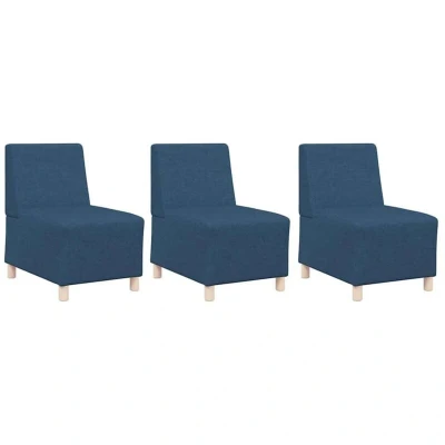 Image of vidaXL Sofa Chair 3 pcs Blue 55 x 74 82 cm Fabric