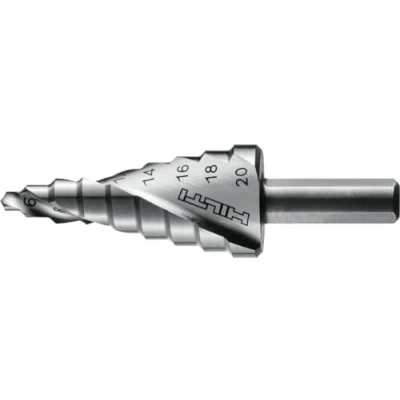 Image of Hilti stepped drill bit 4 20/2 with 3 flat shank for faster drilling of holes in metal using a driver (diameter range: 20 mm,2312458)
