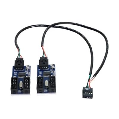 Image of cablecc 9pin USB 2.0 Header 1 to 2/4 Female Extension Cable HUB Connector Adapter Port Multilier