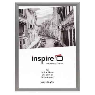 Image of Hampton Frames ALUMINIUM Poster Certificate Photo Frame Silver A5 (15x21cm) Approx ALI9A5NG