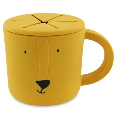 Image of Trixie Silicone Snack Cup Mr Lion 100% Food Grade Toddler Holder Durable, Soft, and Spill Proof Design for Easy Snacking Perfect On The Go Safe Little Hands