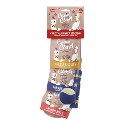 Image of Rosewood Cupid &amp; Comet Christmas Dinner Toys Stocking Gift, Dog Treats
