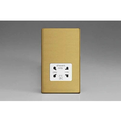 Image of Varilight Dual Voltage Shaver Plug Socket 240V/115V Brushed Brass XDBSSWS