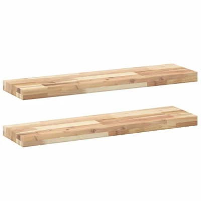 Image of vidaXL Floating Shelves 2 pcs 80x20x4 cm Untreated Solid Wood Acacia