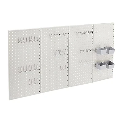 Image of Amazon Basics Rectangular Metal Pegboard Kit 48 Pieces, Gray