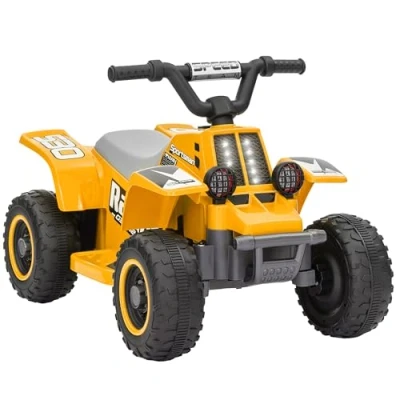 Image of AIYAPLAY 6V Electric Quad Bike for Kids, Battery Powered Ride On ATV with Forward Backward, LED Headlights, Ages 18 36 Months Yellow