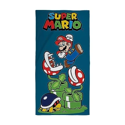 Image of Character World Official Nintendo Super Mario Kids Towel Soft Feel, Leaping Design Perfect The Home, Bath, Beach &amp; Swimming Pool One Size 70cm x 140cm