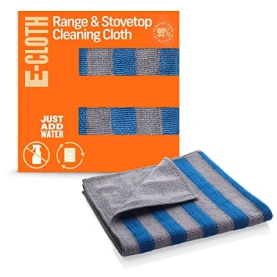 Image of E Cloth Range &amp; Stovetop Cleaning Cloth, Reusable Premium Microfiber Ideal Oven Glass Stove Top Cleaner, 100 Wash Guarantee, Blue Gray, 1 Pack
