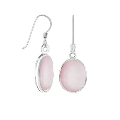 Image of Tuscany Silver Women&#039;s Sterling 11 x 14 mm Oval White Mother of Pearl Drop Earrings