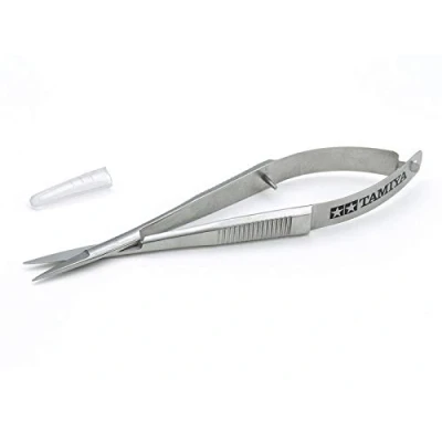 Image of TAMIYA 74157 HG PC Scissors with Tweezer Handle L12 mm Model Making Accessories, Silver