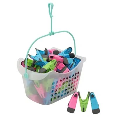 Image of JVL Plastic Peg Basket with 96 Prism Soft Touch Clip Pegs, Multicolor (19 216 275)