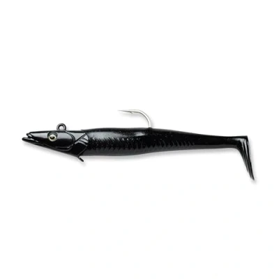 Image of Savage Gear Sandeel Fishing Bait, 5 1/3 oz, Murdered Out, Realistic Contours &amp; Movement, Durable Construction, Two Tie Points, 5X Hooks, Holographic Eyes, Bait Keeper