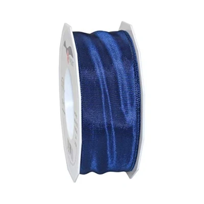 Image of Präsent Lyon Wired Taffeta Ribbon Marine Blue 40 mm Width, 25 m Length