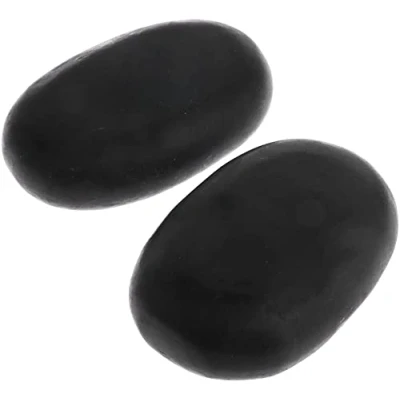Image of Mnixy 11x7cm Large Massage Stone Black Basalt for SPA Hot &amp; Cold Stones 2PCS