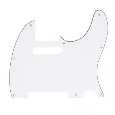 Image of Musiclily 8 Hole Tele Pickguard Scratch Plate for Fender USA/Mexican Standard Telecaster Modern Style Electric Guitar, 3Ply White