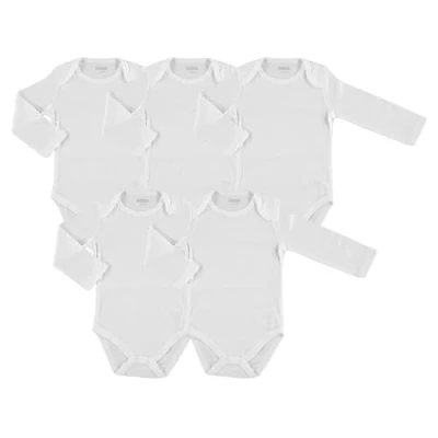 Image of ebebek HelloBaby Baby Bodysuits 5 PCS Bodysuit for Boys and Girls Newborn Infant Toddlers Onesies White (White Long Sleeve, 3 Months)