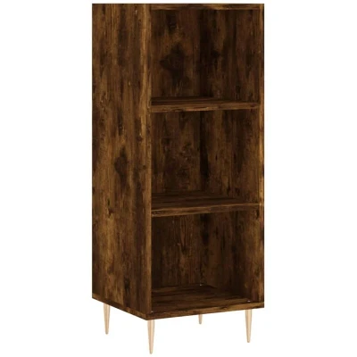 Image of vidaXL Smoked Oak Sideboard 34.5x32.5x90 cm Engineered Wood Storage Cabinet with Metal Legs Spacious and Stylish Home Furniture