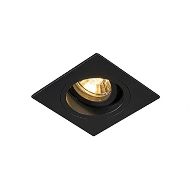 Image of Qazqa Modern Recessed Spotlight Black 9.3 cm rotatable and tiltable Chuck Suitable for LED GU10 1 Way Light Steel Living Room I Kitchen Bedroo
