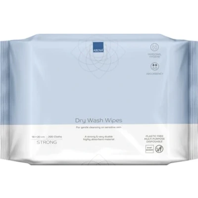Image of ABENA Premium Dry Wipes Pack of 200 20 x 18cm Multifunctional Cleansing Hygiene For Easy &amp; Effective Everyday Cleaning Disposable Towels, Body Wipes, Facial Towels.