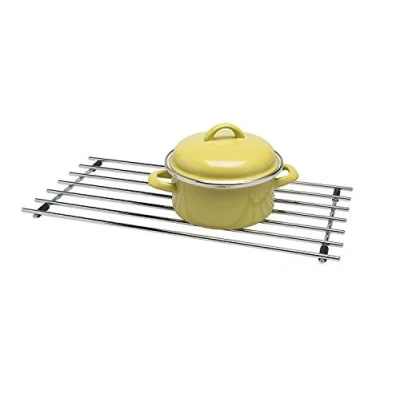 Image of CKB Ltd® Medium Rectangular Metal Trivet Chrome Steel Premium Worktop Saver Work Surface Protector Mat For Resting Hot Cooking Pots &amp; Pan 40 x 24cm