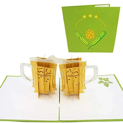 Image of PopLife Craft Beer Cheers 3D Pop Up Father&#039;s Day Card Happy Anniversary Card, Birthday Popup, Retirement Greeting for Lovers Boyfriend, Father, Son, Dad