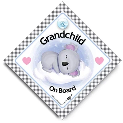 Image of Grandchild Koala on Board Sign, Baby Style Suction Cup Car Window Sign
