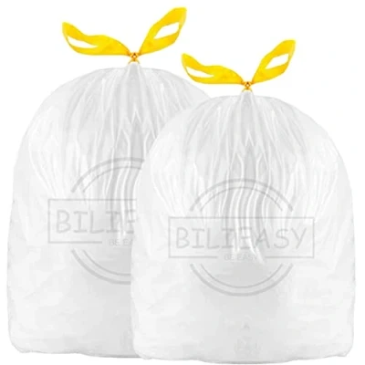 Image of BILIEASY Bin Bags Liners 60L 13 14GA Drawstring Trash Large Strong Unscented Universal Garbage Bags(60L(90pcs))