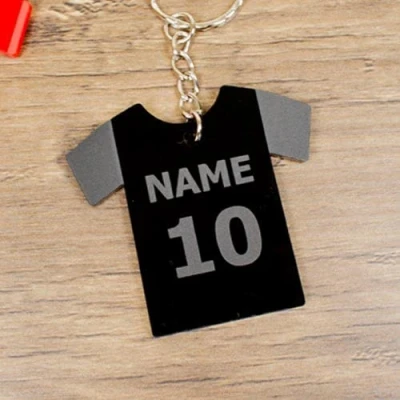 Image of Sleeve Cut Football Shirt with Name &amp; Number Personalised Keyring