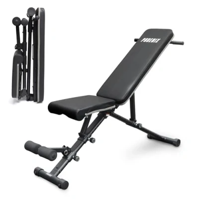 Image of Phoenix Fitness Adjustable Bench Foldable Weight for Full Body Workout 362kg/800lb Strength Training Home Gym Utility Incline Decline Flat Weightlifting Black
