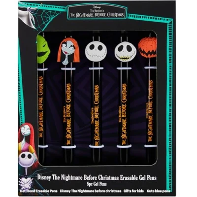 Image of Get Trend Disney The Nightmare Before Christmas Pens Set of 5 Erasable Gel School Supplies Stationery Rollerball with Blue Ink Gifts for Kids (TNBC)