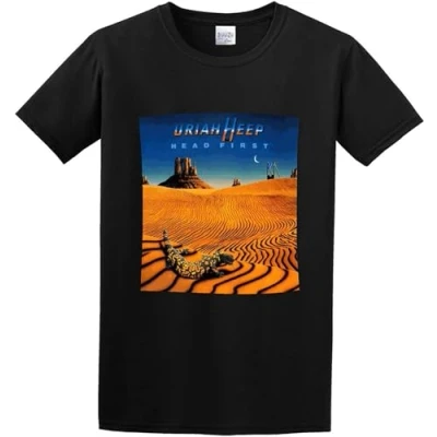 Image of Men&#039;s Uriah Heep Head First Tshirt Print Tees Short Sleeve O Neck Size 3XL Black