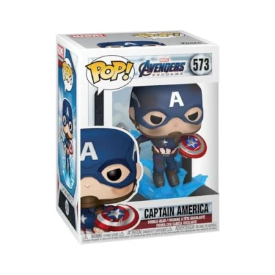 Image of Funko POP! Marvel: Avengers Endgame Captain America With Broken Shield &amp; Mjolnir Collectable Vinyl Figure Gift Idea Official Merchandise Toys for Kids Adults Movies Fans