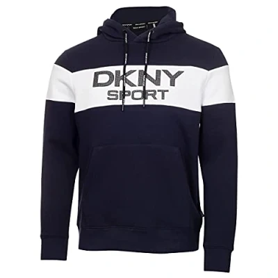Image of DKNY Mens South Street Colour Block Hoody Navy S