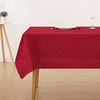 Image of Deconovo Christmas Decorations Home Decorative Oxford Wipeable Tablecloth Rectangle Water Resistant for Patio Table 140x240cm(55x95in) Red