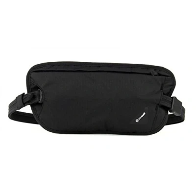 Image of Pacsafe Coversafe X100 Waist Wallet Canvas &amp; Beach Tote Bag, 27 cm, Black