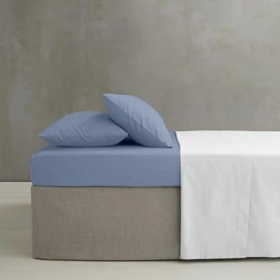 Image of Catherine Lansfield Easy Iron Percale Combed Double Extra Deep Fitted Sheet Blue