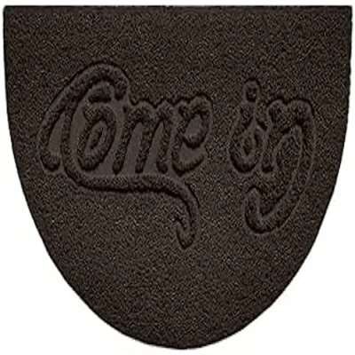 Image of Nicoman Embossed Halfmoon Half Circle Door Mat Dirt Trapper Jet Washable Doormat 70x44cm (Brown, COME IN) Use Indoor or Sheltered Outdoor