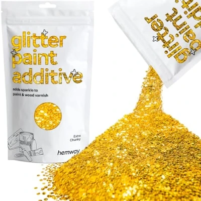 Image of Glitter Paint for Walls Gold Additive Emulsion Latex Acrylic Sparkles Extra Chunky Interior Painting 100g / 3.5oz