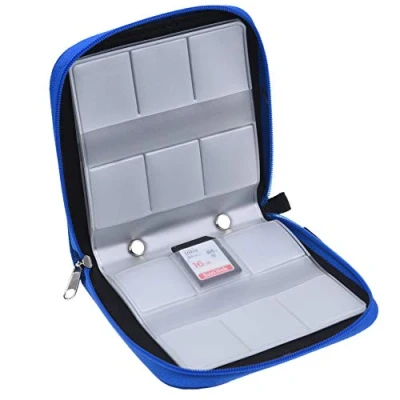 Image of Eco Fused Memory Card Case Fits up to 44x SD, SDHC, Micro Mini SD and 4X CF Holder with 44 Slots (8 Pages) for Storage Travel Microfiber Cleaning Cloth Labels Included