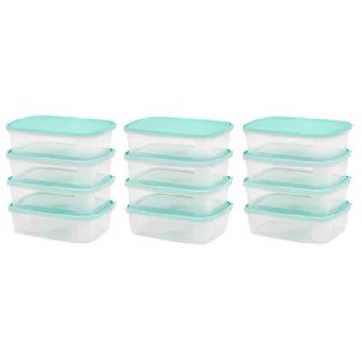 Image of Homey Mart 12 x Food Storage Box Container with Lid Airtight 1 Litre Everyday Use Dishwasher, Freezer and Microwave safe BPA free 19 14 5.5cm