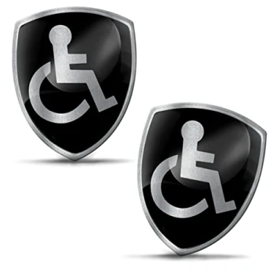 Image of SkinoEu 2 x 3D Gel Silicone Disabled Symbol Wheelchair Silver Stickers Car Motorcycle Bike Window Phone Laptop PC Tablet Door KS 94