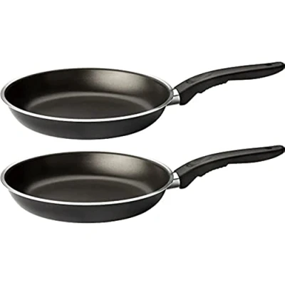 Image of Ikea Kavalkad Non Stick Skillet Frying Pan, Black, 9 Inch, Set of Two