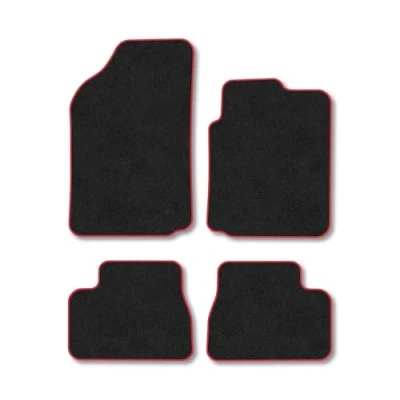 Image of Car Mats Compatible with Citroen C3 (2002 2010) Tailored Fit Red Carpet Floor Set Accessory Custom 4 Pieces Anti Slip Backing &amp; Binding Trim Edge