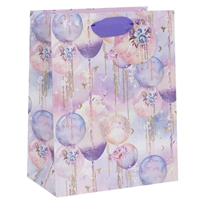 Image of Glick GMZ77 Luxury Gift Bag, Medium Celebration Pastel Balloons 175w x 225h 100d mm, Multi Colour