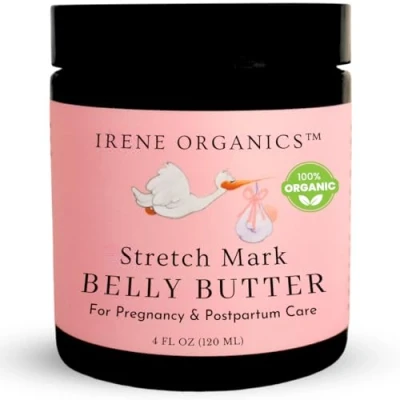 Image of Organic Belly Butter For Pregnancy Stretch Mark Prevention and Treatment by Irene Organics Award Winning Anti Tummy Balm Postpartum 4oz Hydrating Bump Cream